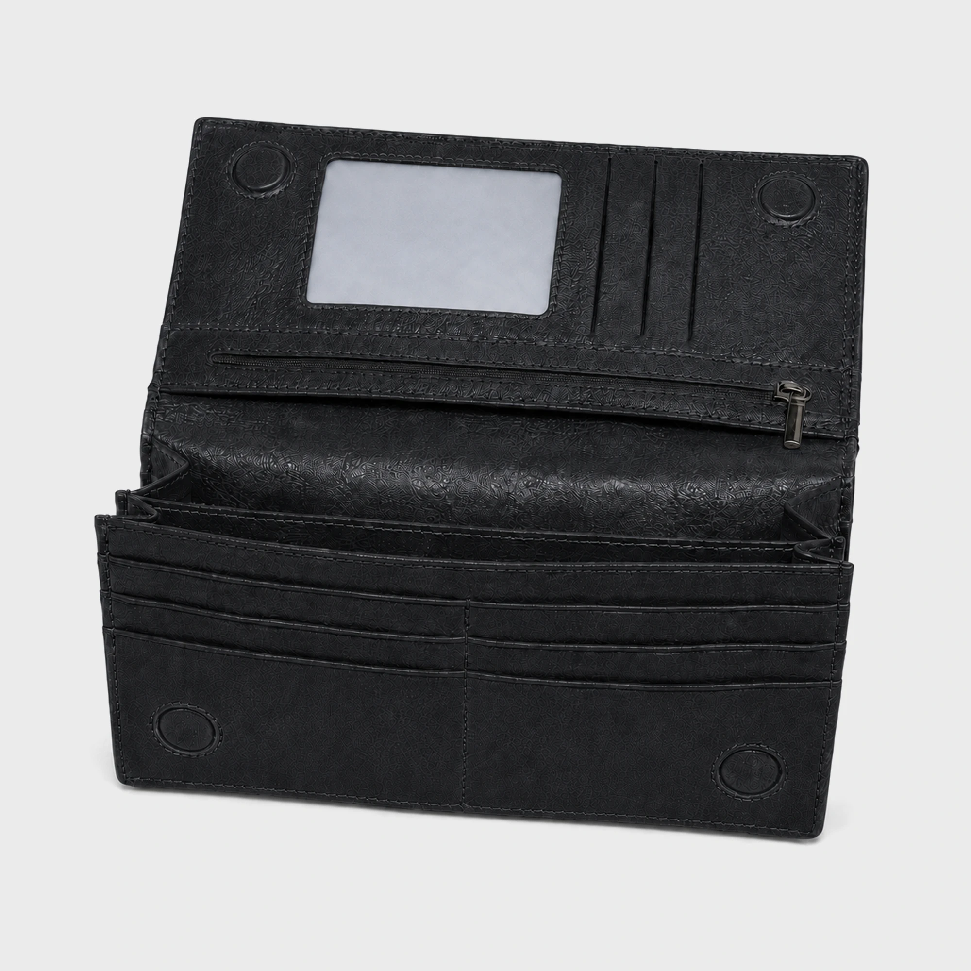 Vantra Z Long Dual Chamber Leather Wallet Black - DWVZ701B